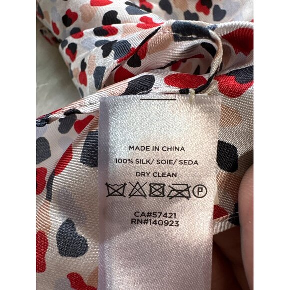 Heart Print 100% Silk Scarf 25" X 25" Square Vintage Handmade Lightweight - Picture 3 of 5